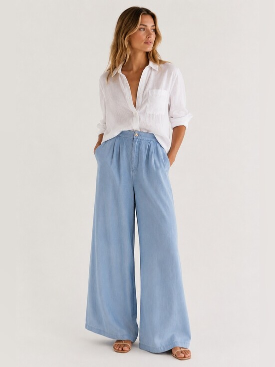 bishop + young Pants - Bishop + Young Royale Marabella Wide Leg Pants, M, 8, Coastal, Euro-Summer